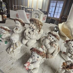 Charming White Cherub Figurines Set